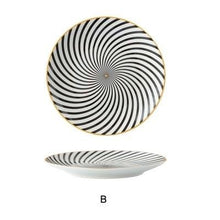 Load image into Gallery viewer, INSPIRA LIFESTYLES - Black & White Graphic Pattern Plate - BLACK & WHITE, DESSERT PLATE, DINNER PLATE, MODERN PLATES, MONOCHROME, PLATE, PLATES, SALAD PLATE, TABLEWARE