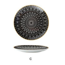 Load image into Gallery viewer, INSPIRA LIFESTYLES - Black & White Graphic Pattern Plate - BLACK & WHITE, DESSERT PLATE, DINNER PLATE, MODERN PLATES, MONOCHROME, PLATE, PLATES, SALAD PLATE, TABLEWARE