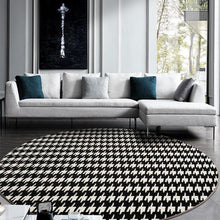 Load image into Gallery viewer, INSPIRA LIFESTYLES - Houndstooth Round Area Rug - ACCENT RUG, AREA RUG, BEDROOM CARPET, BLACK AND WHITE, CARPET, COMMERCIAL, DINING ROOM CARPET, FLOOR MAT, HOTEL, HOTEL CARPET, HOUNDSTOOTH, LIVING ROOM CARPET, OFFICE CARPET, PILE CARPET, RUG, WOVEN RUG