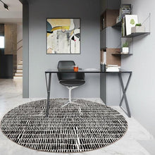 Load image into Gallery viewer, INSPIRA LIFESTYLES - Tab Pattern Round Area Rug - ACCENT RUG, AREA RUG, BEDROOM CARPET, BLACK AND WHITE, CARPET, COMMERCIAL, DINING ROOM CARPET, FLOOR MAT, HOTEL CARPET, LIVING ROOM CARPET, OFFICE CARPET, PILE CARPET, RUG, WOVEN RUG