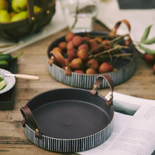 Load image into Gallery viewer, INSPIRA LIFESTYLES - Handmade Ceramic Tray w/ Leather Handles - DISH, DISPLAY DISH, PLATE, PLATTER, SALAD PLATTER, SERVING DISH, SERVING PLATE, SERVING PLATTER, SERVING TRAY, TABLEWARE, TRAY