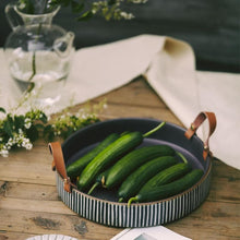 Load image into Gallery viewer, INSPIRA LIFESTYLES - Handmade Ceramic Tray w/ Leather Handles - DISH, DISPLAY DISH, PLATE, PLATTER, SALAD PLATTER, SERVING DISH, SERVING PLATE, SERVING PLATTER, SERVING TRAY, TABLEWARE, TRAY