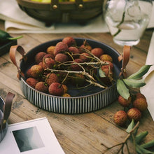 Load image into Gallery viewer, INSPIRA LIFESTYLES - Handmade Ceramic Tray w/ Leather Handles - DISH, DISPLAY DISH, PLATE, PLATTER, SALAD PLATTER, SERVING DISH, SERVING PLATE, SERVING PLATTER, SERVING TRAY, TABLEWARE, TRAY