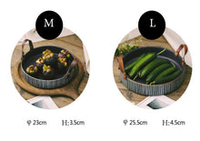 Load image into Gallery viewer, INSPIRA LIFESTYLES - Handmade Ceramic Tray w/ Leather Handles - DISH, DISPLAY DISH, PLATE, PLATTER, SALAD PLATTER, SERVING DISH, SERVING PLATE, SERVING PLATTER, SERVING TRAY, TABLEWARE, TRAY