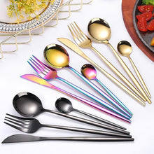 Load image into Gallery viewer, INSPIRA LIFESTYLES - Modern Cutlery Set - 24 PCS - CUTLERY, DINNER WARE, FORK, KNIFE, MODERN CUTLERY, SERVING WARE, SPOON, TABLEWARE