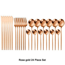 Load image into Gallery viewer, INSPIRA LIFESTYLES - Modern Cutlery Set - 24 PCS - CUTLERY, DINNER WARE, FORK, KNIFE, MODERN CUTLERY, SERVING WARE, SPOON, TABLEWARE