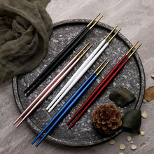 Load image into Gallery viewer, INSPIRA LIFESTYLES - Stainless Steel Titanium Metal Chopsticks - Set of 5 pairs - CHOPSTICKS, CUTLERY, DININGWARE, KITCHEN TOOLS, SERVINGWARE, TABLEWARE, UTENSILS
