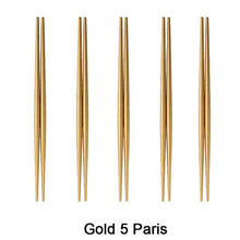 Load image into Gallery viewer, INSPIRA LIFESTYLES - Stainless Steel Titanium Metal Chopsticks - Set of 5 pairs - CHOPSTICKS, CUTLERY, DININGWARE, KITCHEN TOOLS, SERVINGWARE, TABLEWARE, UTENSILS