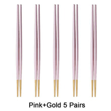 Load image into Gallery viewer, INSPIRA LIFESTYLES - Stainless Steel Titanium Metal Chopsticks - Set of 5 pairs - CHOPSTICKS, CUTLERY, DININGWARE, KITCHEN TOOLS, SERVINGWARE, TABLEWARE, UTENSILS