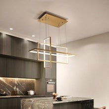 Load image into Gallery viewer, INSPIRA LIFESTYLES - Geometric Rectangles LED Chandelier - ACCENT LIGHT, BLACK, CHANDELIER, DINING LIGHT, FEATURE LIGHT, GEOMETRIC, GEOMETRIC LIGHT, HANGING LIGHT, LED, LED LIGHT, LIGHT, LIGHT FIXTURE, LIGHTING, LIGHTS, MINIMALIST, MODERN, MODERN CHANDELIER, PENDANT, PENDANT LIGHT, RECTANGLE LIGHT, WHITE