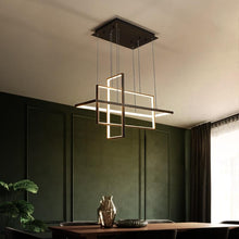 Load image into Gallery viewer, INSPIRA LIFESTYLES - Geometric Rectangles LED Chandelier - ACCENT LIGHT, BLACK, CHANDELIER, DINING LIGHT, FEATURE LIGHT, GEOMETRIC, GEOMETRIC LIGHT, HANGING LIGHT, LED, LED LIGHT, LIGHT, LIGHT FIXTURE, LIGHTING, LIGHTS, MINIMALIST, MODERN, MODERN CHANDELIER, PENDANT, PENDANT LIGHT, RECTANGLE LIGHT, WHITE