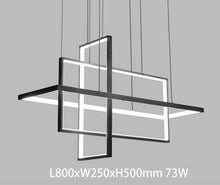 Load image into Gallery viewer, INSPIRA LIFESTYLES - Geometric Rectangles LED Chandelier - ACCENT LIGHT, BLACK, CHANDELIER, DINING LIGHT, FEATURE LIGHT, GEOMETRIC, GEOMETRIC LIGHT, HANGING LIGHT, LED, LED LIGHT, LIGHT, LIGHT FIXTURE, LIGHTING, LIGHTS, MINIMALIST, MODERN, MODERN CHANDELIER, PENDANT, PENDANT LIGHT, RECTANGLE LIGHT, WHITE