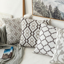 Load image into Gallery viewer, INSPIRA LIFESTYLES - Nouveau Cotton Embroidered Pillow - ACCENT PILLOW, ACCESSORIES, COTTON, CUSHION, DECORATIVE PILLOW, DIAMOND, EMBROIDERED, FLORAL, HOME DECOR, PILLOW, POLYESTER, QUADRAFOIL, SOFTGOODS, THROW PILLOW