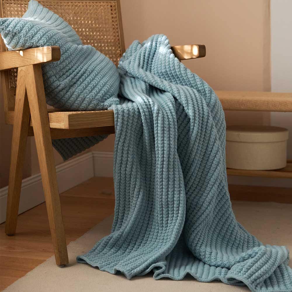 Rib Stitch Knit Throw INSPIRA LIFESTYLES