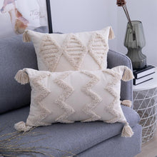 Load image into Gallery viewer, INSPIRA LIFESTYLES - Hand Tufted Pillow w/ Tassels - ACCENT PILLOW, ACCESSORIES, COTTON, CUSHION, DECORATIVE PILLOW, HAND MADE, HAND TUFTED, HOME DECOR, PILLOW, POLYESTER, SOFTGOODS, TASSELS, THROW PILLOW