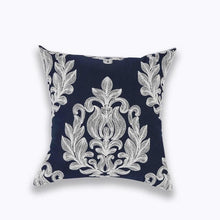 Load image into Gallery viewer, INSPIRA LIFESTYLES - Classic Motif Embroidered Pillow - ACCENT PILLOW, ACCESSORIES, CANVAS, CLASSIC, Classic Blue Black & White Embroidered Pillow, COTTON, CUSHION, DECORATIVE PILLOW, DEMASK, EMBROIDERED, FILIGREE, HOME DECOR, PILLOW, QUADRAFOIL, SOFTGOODS, THROW PILLOW, TRADITIONAL