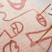 Load image into Gallery viewer, INSPIRA LIFESTYLES - Abstract Faces Round Area Rug - ACCENT RUG, AREA RUG, BEDROOM CARPET, CARPET, COMMERCIAL, DINING ROOM CARPET, FLOOR MAT, HOTEL CARPET, LIVING ROOM CARPET, OFFICE CARPET, PILE CARPET, PINK, RUG, SALMON, WOVEN RUG