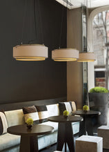 Load image into Gallery viewer, INSPIRA LIFESTYLES - Perforated Metal Drum Pendant - CHANDELIER, DRUM SHADE, FABRIC SHADE, LED, LED LIGHT, LIGHT, LIGHT FIXTURE, LIGHTING, LIGHTS, MODERN CHANDELIER, PENDANT, PERFORATED METAL