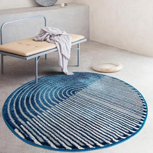 Load image into Gallery viewer, INSPIRA LIFESTYLES - Blue Gray Contrast Round Area Rug - ACCENT RUG, AREA RUG, BEDROOM CARPET, BLUE, CARPET, COMMERCIAL, CONCENTRIC CIRCLE, DINING ROOM CARPET, FLOOR MAT, GRAY, HOTEL CARPET, LIVING ROOM CARPET, OFFICE CARPET, PILE CARPET, RUG, WOVEN RUG