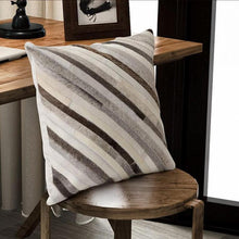 Load image into Gallery viewer, INSPIRA LIFESTYLES - Diagonal Stripe Cowhide Pillow - ACCENT PILLOW, ACCESSORIES, CUSHION, DECORATIVE PILLOW, HOME DECOR, LEATHER, PILLOW, SOFTGOODS, THROW PILLOW