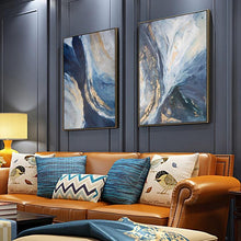 Load image into Gallery viewer, INSPIRA LIFESTYLES - Cuvee Series: B.2 Abstract Oil Painting - ABSTRACT ART, ART, ART SERIES, BLUE ABSTRACT PAINTING, BLUE GOLD ART, BLUE WATER PAINTING, CANVAS ART, CONTEMPORARY ART, COORDINATED ART, FRAMED ART, HANGING ART, LARGE PAINTING, LARGE SCALE ART, MODERN ART, OIL PAINTING, PAINTING, UNFRAMED ART, WALL ART