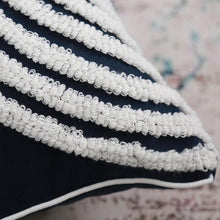 Load image into Gallery viewer, INSPIRA LIFESTYLES - Dark Navy & White Embroidered Pillow - ACCENT PILLOW, ACCESSORIES, BED PILLOW, BLACK AND WHITE, CHAIR PILLOW, COTTON, CUSHION, DECORATIVE PILLOW, EMBROIDERED, HOME ACCESSORIES, PILLOW, SOFA PILLOW, SOFTGOODS, THROW PILLOW