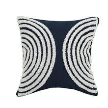 Load image into Gallery viewer, INSPIRA LIFESTYLES - Dark Navy & White Embroidered Pillow - ACCENT PILLOW, ACCESSORIES, BED PILLOW, BLACK AND WHITE, CHAIR PILLOW, COTTON, CUSHION, DECORATIVE PILLOW, EMBROIDERED, HOME ACCESSORIES, PILLOW, SOFA PILLOW, SOFTGOODS, THROW PILLOW