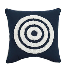 Load image into Gallery viewer, INSPIRA LIFESTYLES - Dark Navy & White Embroidered Pillow - ACCENT PILLOW, ACCESSORIES, BED PILLOW, BLACK AND WHITE, CHAIR PILLOW, COTTON, CUSHION, DECORATIVE PILLOW, EMBROIDERED, HOME ACCESSORIES, PILLOW, SOFA PILLOW, SOFTGOODS, THROW PILLOW