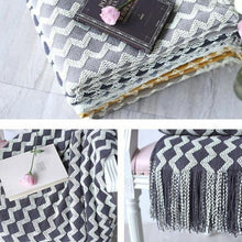 Load image into Gallery viewer, INSPIRA LIFESTYLES - Zigzag Fringe Knit Throw - ACCENT THROW, BED THROW, BLANKET, DECORATIVE THROW, KNIT THROW, KNITTED BLANKET, SOFTGOODS, TASSEL THROW, THROW, THROW BLANKET, TRAVEL BLANKET, YARN THROW