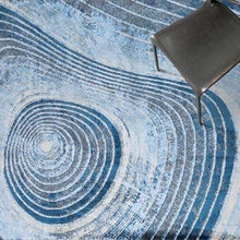 Load image into Gallery viewer, INSPIRA LIFESTYLES - Blue Stippled Ripples Area Rug - ACCENT RUG, AREA RUG, BEDROOM CARPET, DINING ROOM CARPET, FLOOR MAT, HOTEL CARPET, LIVING ROOM CARPET, MODERN RUG, PILE CARPET, POLYESTER RUG, RUG, RUGS, WOVEN RUG