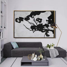 Load image into Gallery viewer, INSPIRA LIFESTYLES - Dahlia Abstract Oil Painting - ART, BLACK ABSTRACT PAINTING, CANVAS ART, CONTEMPORARY ART, FLORAL ART, FRAMED ART, HANGING ART, LARGE PAINTING, LARGE SCALE ART, MINIMALIST PAINTING, MODERN ART, OIL PAINTING, PAINTING, UNFRAMED ART, WALL ART