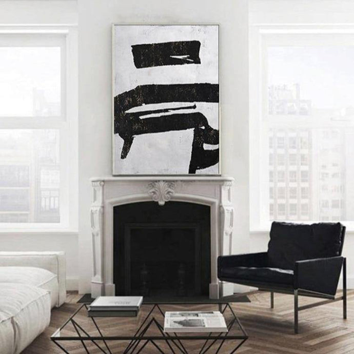 INSPIRA LIFESTYLES - Porro Abstract Oil Painting - ART, BLACK AND WHITE PAINTING, BRUSH STROKE PAINTING, CANVAS ART, CONTEMPORARY ART, FRAMED ART, HANGING ART, LARGE PAINTING, LARGE SCALE ART, MINIMALIST PAINTING, MODERN ART, OIL PAINTING, PAINTING, UNFRAMED ART, WALL ART