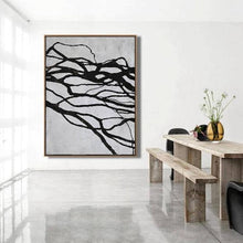 Load image into Gallery viewer, INSPIRA LIFESTYLES - Fiore Abstract Oil Painting - ABSTRACT ART, ART, BLACK AND WHITE ART, BLACK AND WHITE PAINTING, CANVAS ART, CONTEMPORARY ART, CONTEMPORARY PAINTING, FRAMED ART, HANGING ART, LARGE PAINTING, LARGE SCALE PAINTING, MODERN ART, MODERN MINIMALIST ART, OIL PAINTING, PAINTING, UNFRAMED ART, WALL ART