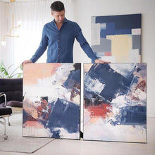 Load image into Gallery viewer, INSPIRA LIFESTYLES - Belieu Set of 2 Abstract Oil Paintings - ABSTRACT ART, ART, CANVAS ART, CONTEMPORARY ART, CONTEMPORARY PAINTING, FRAMED ART, HANGING ART, LARGE PAINTING, LARGE SCALE ART, MODERN ART, OIL PAINTING, PAINTING, PINK BLUE ART, UNFRAMED ART, WALL ART
