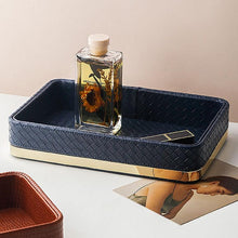 Load image into Gallery viewer, INSPIRA LIFESTYLES - Minetta Leather Tray - AMENITIES TRAY, BATHROOM ORGANIZER, DECOR, DECORATIVE TRAY, DISPLAY TRAY, HOME ACCESSORIES, HOME DECOR, HOTEL DECOR, HOTEL TRAY, JEWELRY ORGANIZER, LEATHER TRAY, METAL TRAY, STORAGE TRAYS, TOILETRIES TRAY, TRAY, TRAY HOLDERS, TRAYS