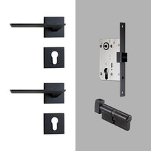 Load image into Gallery viewer, INSPIRA LIFESTYLES - Zane Door Lever Sets - DOOR FURNITURE, DOOR HARDWARE, DOOR LEVER, DOOR LOCK KEY, DOOR LOCK SET, DOOR PULL, DOOR PULLS, LEVER, LEVER DOOR HANDLE, LEVER LOCK SET, MATTE BLACK DOOR HANDLES, MATTE BLACK LEVERS, MODERN DOOR HANDLES, MORTISE LOCK, THUMB TURN LOCK, TUBULAR COIN LOCK
