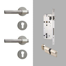 Load image into Gallery viewer, INSPIRA LIFESTYLES - Marv Door Lever Sets - DOOR FURNITURE, DOOR HARDWARE, DOOR LEVER, DOOR LOCK KEY, DOOR LOCK SET, DOOR PULL, DOOR PULLS, KNURLED HANDLES, KNURLED HARDWARE, LEVER, LEVER DOOR HANDLE, LEVER LOCK SET, MODERN DOOR HANDLES, MORTISE LOCK SET, SATIN NICKEL DOOR LEVER, THUMB TURN LOCK, TUBULAR COIN LOCK