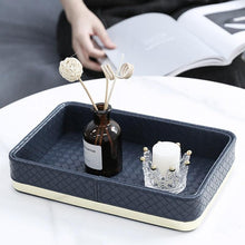 Load image into Gallery viewer, INSPIRA LIFESTYLES - Minetta Leather Tray - AMENITIES TRAY, BATHROOM ORGANIZER, DECOR, DECORATIVE TRAY, DISPLAY TRAY, HOME ACCESSORIES, HOME DECOR, HOTEL DECOR, HOTEL TRAY, JEWELRY ORGANIZER, LEATHER TRAY, METAL TRAY, STORAGE TRAYS, TOILETRIES TRAY, TRAY, TRAY HOLDERS, TRAYS