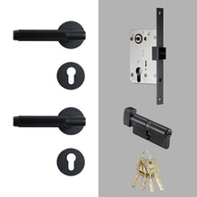 Load image into Gallery viewer, INSPIRA LIFESTYLES - Reed II Door Lever Sets - DOOR FURNITURE, DOOR HARDWARE, DOOR LEVER, DOOR LOCK KEY, DOOR LOCK SET, DOOR PULL, DOOR PULLS, LEVER, LEVER DOOR HANDLE, LEVER LOCK SET, MATTE BLACK DOOR HANDLES, MATTE BLACK HARDWARE, MODERN DOOR HANDLES, MORTISE LOCK, REEDED DOOR HANDLE, REEDED DOOR LEVER, THUMB TURN LOCK, TUBULAR COIN LOCK