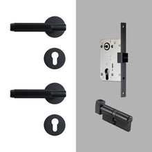 Load image into Gallery viewer, INSPIRA LIFESTYLES - Reed II Door Lever Sets - DOOR FURNITURE, DOOR HARDWARE, DOOR LEVER, DOOR LOCK KEY, DOOR LOCK SET, DOOR PULL, DOOR PULLS, LEVER, LEVER DOOR HANDLE, LEVER LOCK SET, MATTE BLACK DOOR HANDLES, MATTE BLACK HARDWARE, MODERN DOOR HANDLES, MORTISE LOCK, REEDED DOOR HANDLE, REEDED DOOR LEVER, THUMB TURN LOCK, TUBULAR COIN LOCK