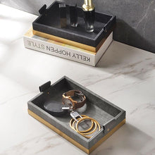 Load image into Gallery viewer, INSPIRA LIFESTYLES - Montage Leather Tray - AMENITIES TRAY, BATHROOM ORGANIZER, DECOR, DECORATIVE TRAY, DISPLAY TRAY, HOME ACCESSORIES, HOME DECOR, HOTEL DECOR, HOTEL TRAY, JEWELRY TRAY, LEATHER TRAY, METAL TRAY, STORAGE TRAYS, TOILETRIES TRAY, TRAY, TRAY HOLDERS, TRAYS