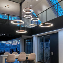 Load image into Gallery viewer, INSPIRA LIFESTYLES - Cuff Circular Pendant - ABSTRACT, HANGING RING LIGHT, LED, LED CHANDELIER, LED LIGHT, LED LIGHT RING, LIGHT, LIGHT FIXTURE, LIGHTING, LIGHTS, MINIMALIST LIGHT, MODERN CHANDLIER, MODERN PENDANT LIGHT, SCULPTURAL LIGHT, SIMPLE DESIGN