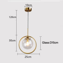 Load image into Gallery viewer, INSPIRA LIFESTYLES - Glass Globe Pendant Light - BEDROOM LIGHT, BEDSIDE LIGHT, BRASS, GLASS, HANGING LIGHT, LIGHT, LIGHT FIXTURE, LIGHTING, LIGHTS, LIVING ROOM LIGHT, MINIMAL, MODERN, PENDANT LIGHT
