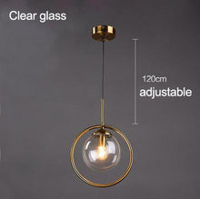 Load image into Gallery viewer, INSPIRA LIFESTYLES - Glass Globe Pendant Light - BEDROOM LIGHT, BEDSIDE LIGHT, BRASS, GLASS, HANGING LIGHT, LIGHT, LIGHT FIXTURE, LIGHTING, LIGHTS, LIVING ROOM LIGHT, MINIMAL, MODERN, PENDANT LIGHT