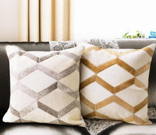 Load image into Gallery viewer, INSPIRA LIFESTYLES - Diamond Cowhide Pillow - ACCENT PILLOW, ACCESSORIES, CUSHION, DECORATIVE PILLOW, HOME DECOR, LEATHER, PILLOW, SOFTGOODS, THROW PILLOW