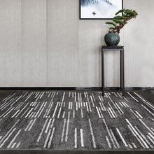 Load image into Gallery viewer, INSPIRA LIFESTYLES - Linear Gray Large Area Rug - ACCENT RUG, AREA RUG, BEDROOM CARPET, CARPET, COMMERCIAL, DIAMOND, FLOOR MAT, GEOMETRIC, HOTEL CARPET, LARGE RUG, LIVING ROOM CARPET, OFFICE CARPET, OVER SIZE, PATTERN, PILE CARPET, RIPPLE, RUG, WOVEN RUG