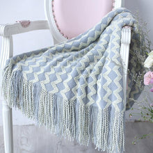 Load image into Gallery viewer, INSPIRA LIFESTYLES - Zigzag Fringe Knit Throw - ACCENT THROW, BED THROW, BLANKET, DECORATIVE THROW, KNIT THROW, KNITTED BLANKET, SOFTGOODS, TASSEL THROW, THROW, THROW BLANKET, TRAVEL BLANKET, YARN THROW