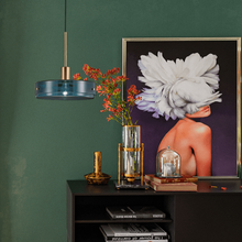 Load image into Gallery viewer, INSPIRA LIFESTYLES - Ocean View Glass Pendant - ANTIQUE BRASS, BLUE, BRASS, CHANDELIER, GLASS SHADE, GOLD, HANGING LIGHT, LED, LIGHT FIXTURE, LIGHTING, LIGHTS, MINIMALIST, MODERN, PENDANT