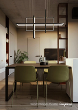 Load image into Gallery viewer, INSPIRA LIFESTYLES - Geometric Rectangles Chandelier, modern geometric chandelier, rectangular LED chandelier, architectural ceiling light, dining table chandelier, kitchen island lighting, contemporary interior lighting
