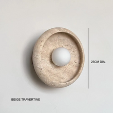 Load image into Gallery viewer, INSPIRA LIFESTYLES Elara Marble Wall Sconce natural jade onyx marble stone wall light circular stone wall sconce frosted globe diffuser modern architectural lighting spa bathroom wall light luxury hospitality wall lighting minimalist stone wall fixture
